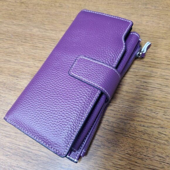 Women Leather Wallets Blocking Clutch Card Holder Ladies Purse with Zipper - Picture 1 of 2